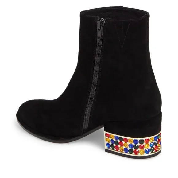 Jeffrey Campbell New OASIS Jewel HEEL Boot BLACK Suede NIB CHIC Womens πHP - Picture 4 of 17